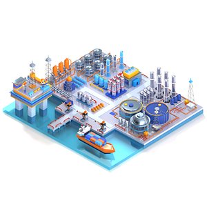 3D Oil Petroleum Refinery