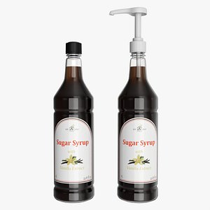 3D model Coffee flavor syrup bottle with pump
