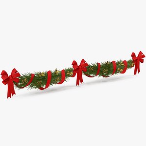 3D Christmas Garland v 2 with Bows and Ribbon model