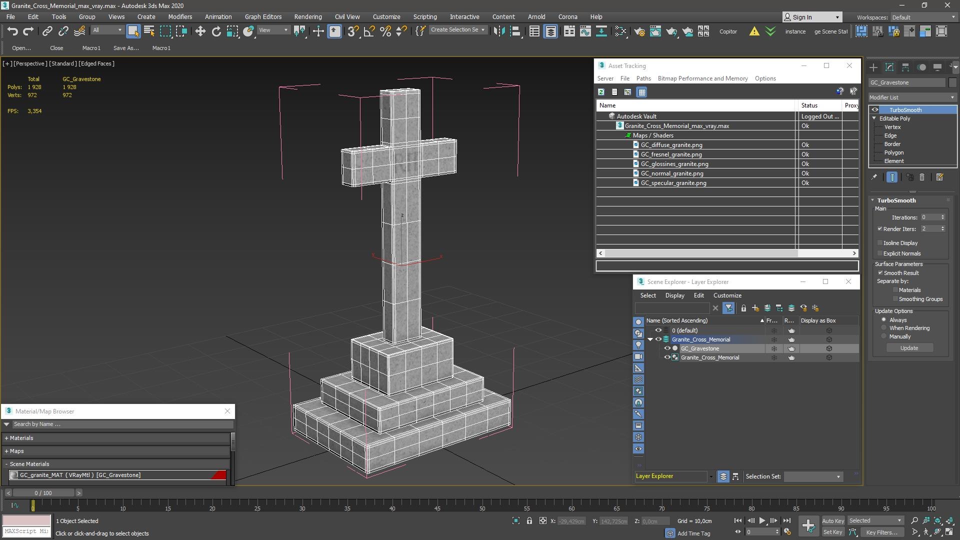 3D Granite Cross Memorial Model - TurboSquid 2342541