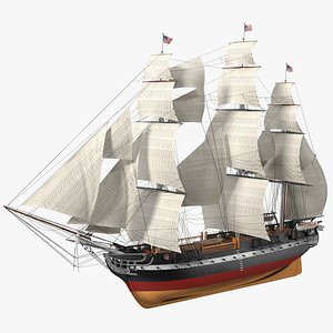 USS Constitution Heavy Frigate Raised Sails