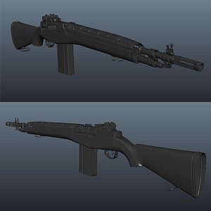 3d model realistic scan m14 assault rifle