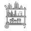 3D bar cart terrace trolley