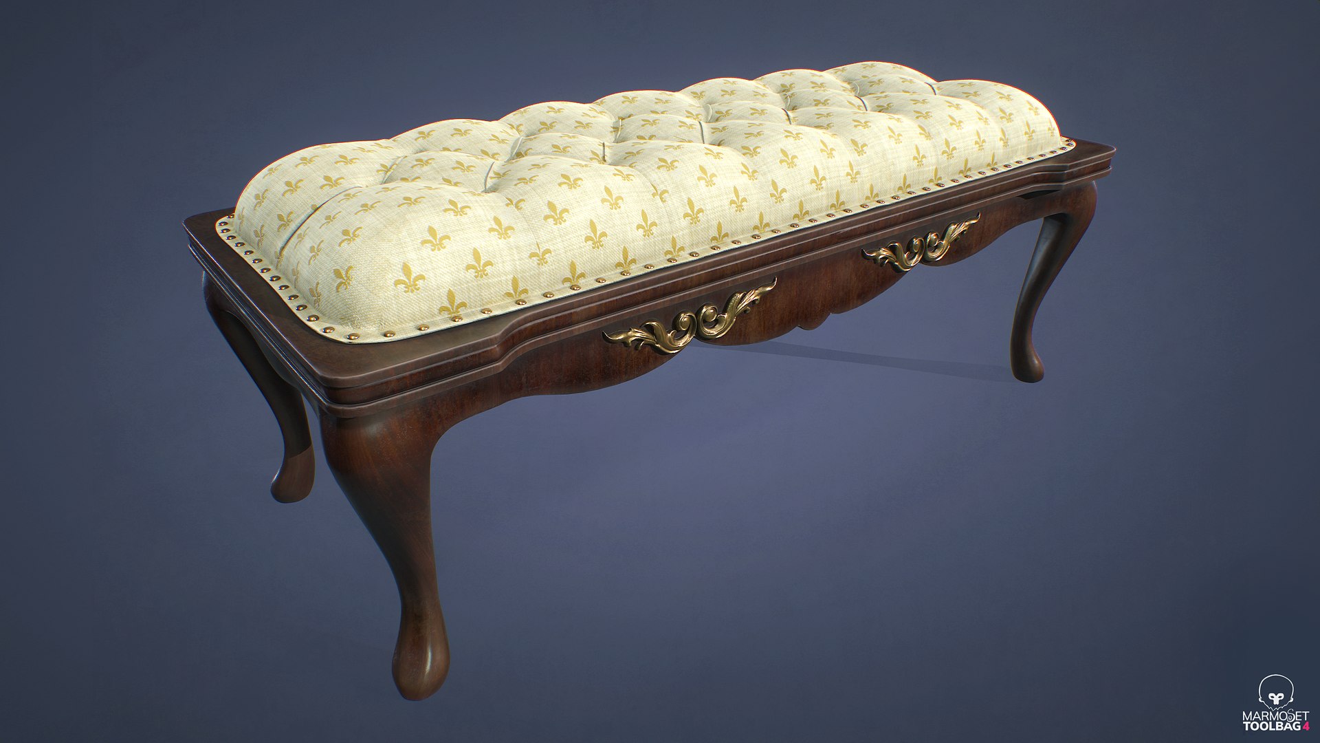 3D Model Victorian Bed Bench TurboSquid 2103730