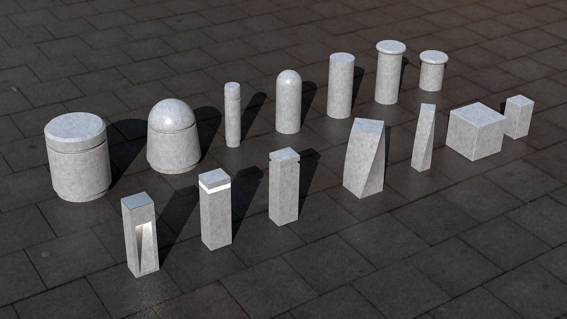 3d Concrete Bollards Model