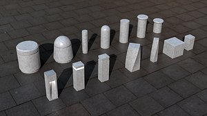 3d concrete bollards model