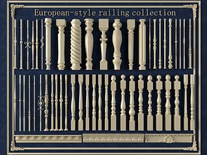 European Spindles and Columns Set 3D model
