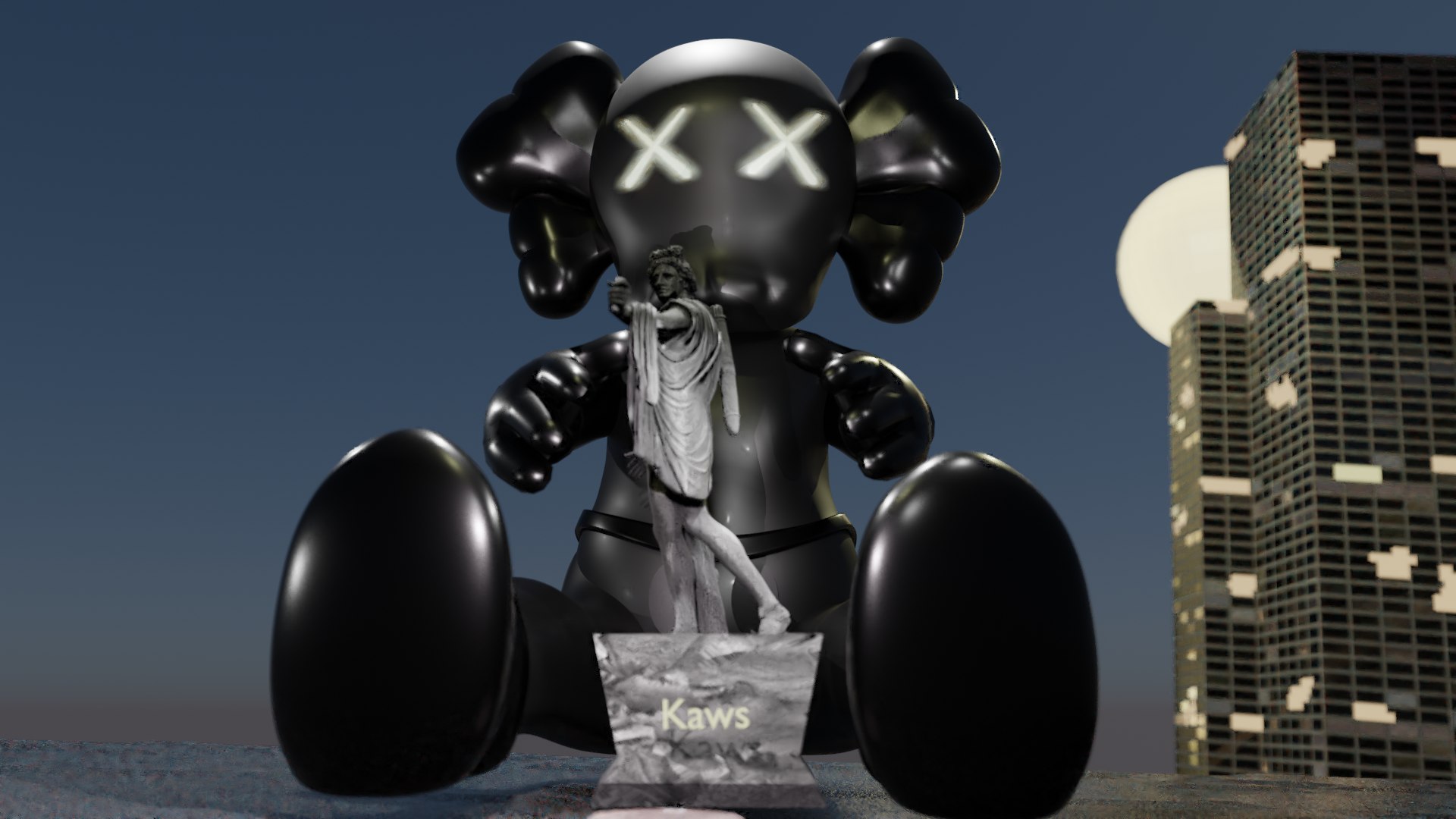 Black Kaws Golden Eyes 3d Turbosquid 1657723