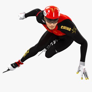 Speed Skater Short Track Animated HQ 002
