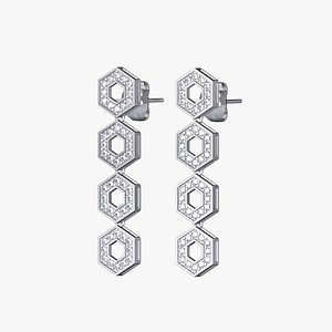 3D model Anting Earrings Hexagon
