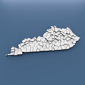 3D Kentucky Counties - Map of United States of America USA model