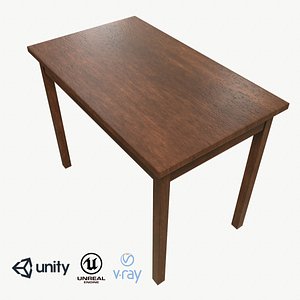 wooden table pbr ready 3D