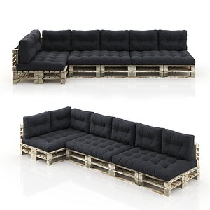 Pallet module corner soft sofa with pillows