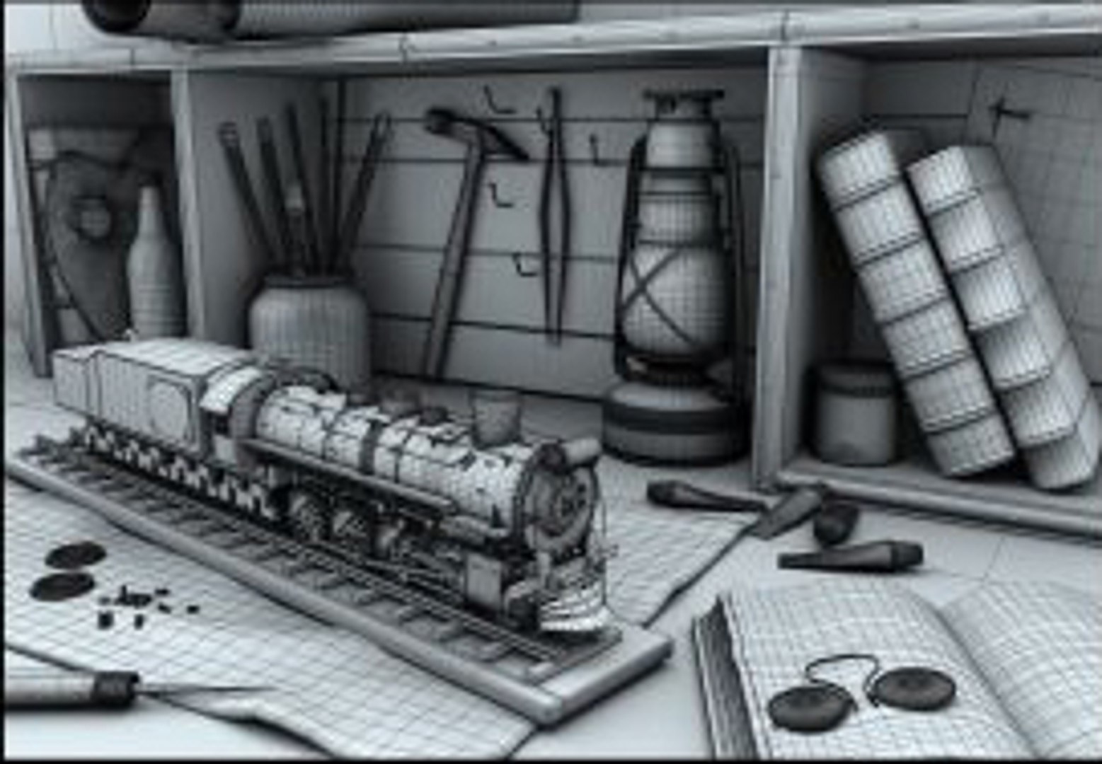 3d Ma Desktop Lights Train