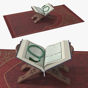 Prayer Rug with Quran Rehal on Stand and Beads