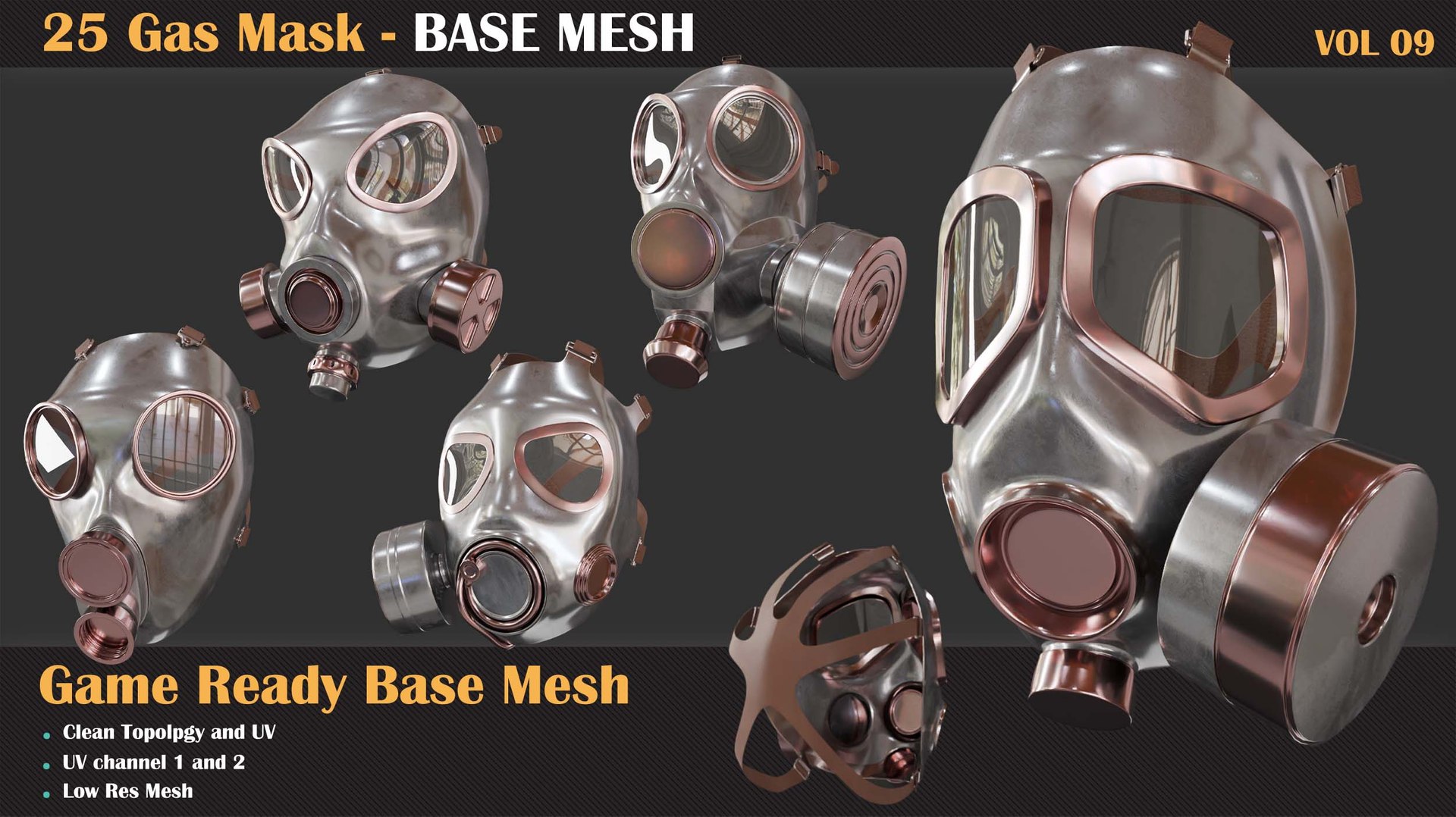 3D 25 Gas Mask Base Mesh - VOL 09 Model - TurboSquid 2232749