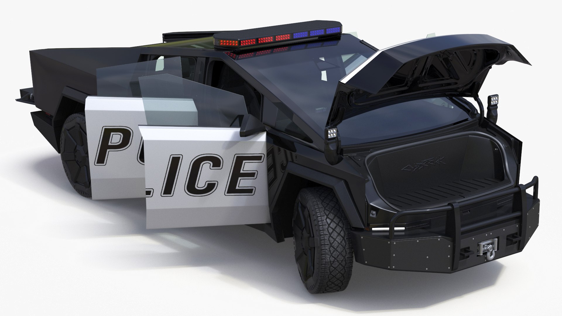 Tesla Cybertruck Police Patrol Vehicle Rigged 3D model preview
