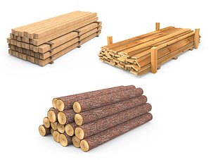 Collection of Wooden Planks Beams Logs