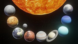 Photorealistic Solar System Moon Included 2k Textures 3D Model
