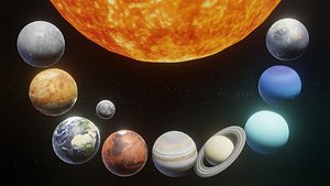Photorealistic Solar System Moon Included 2k Textures 3D Model