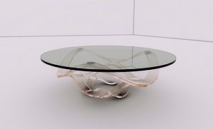 3D Glass and Gold Coffee Table