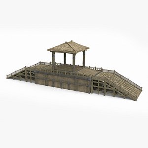 Ancient Asian Architecture Pavilion Bridge 3D model