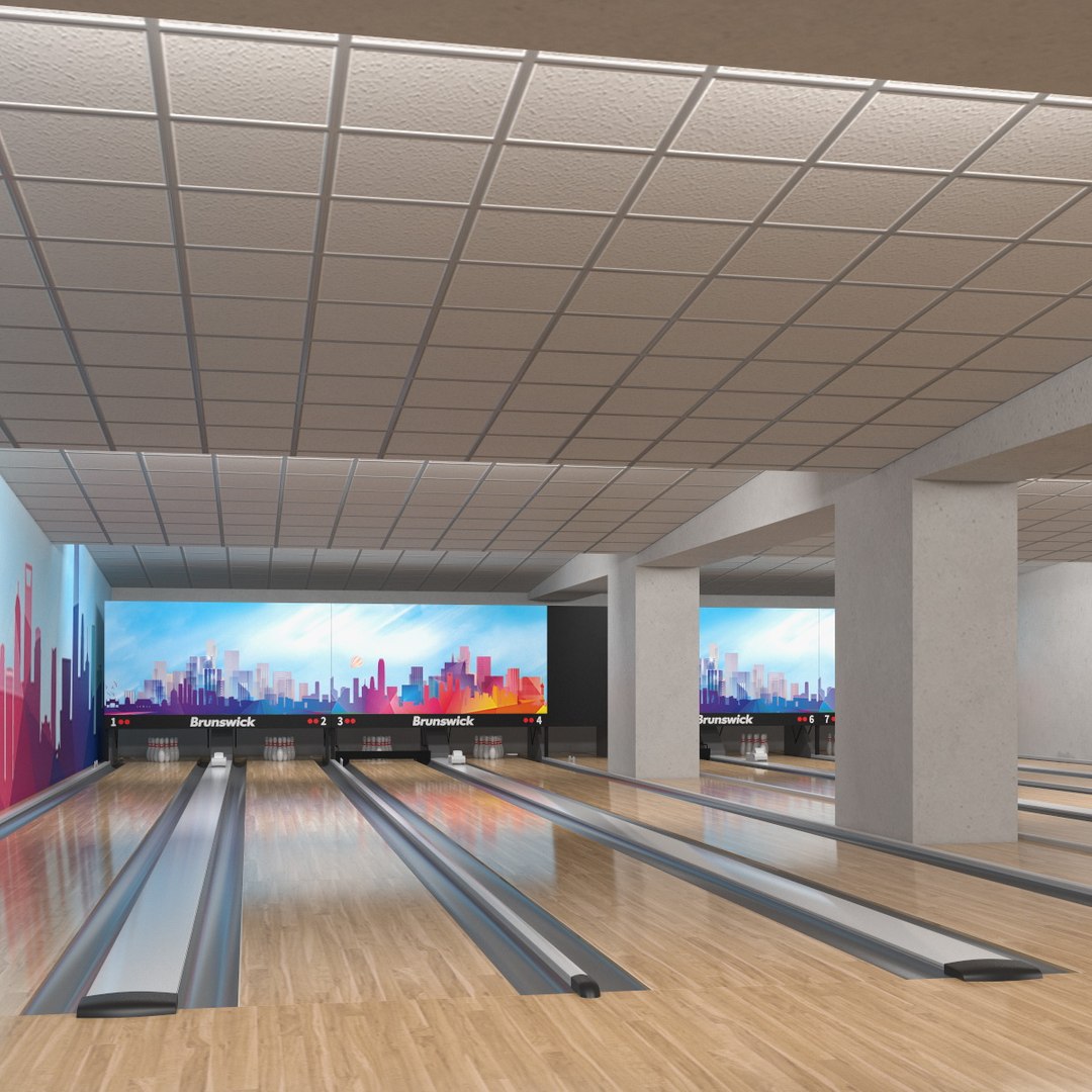 Empty Bowling Center Interior 3D model preview