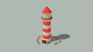 lighthouse wooden fences 3D