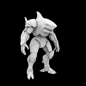 Mechanical Shark Warrior 3D Print Model