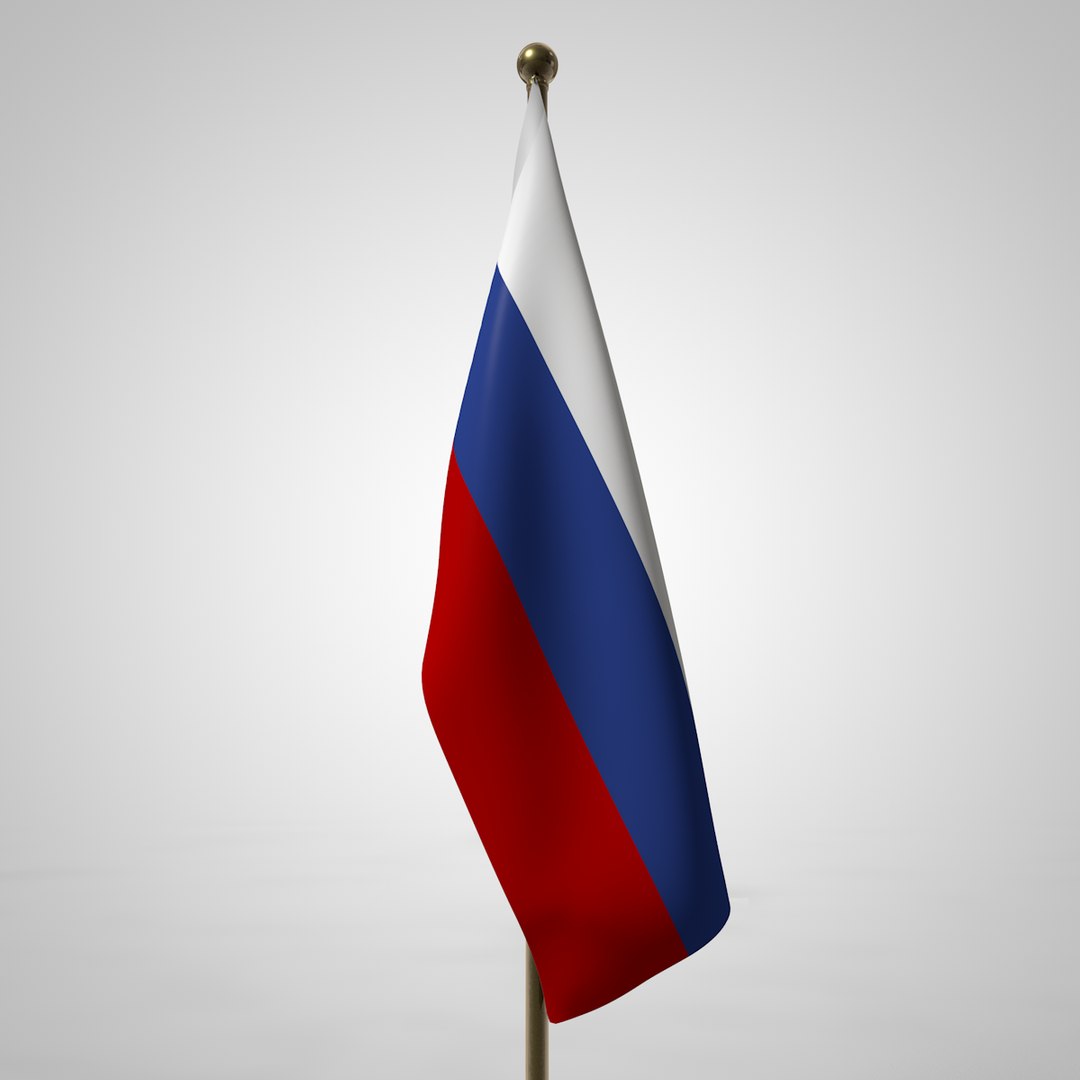 Russia 3d illustration flag on pole. Wood flagpole 11285517 PNG