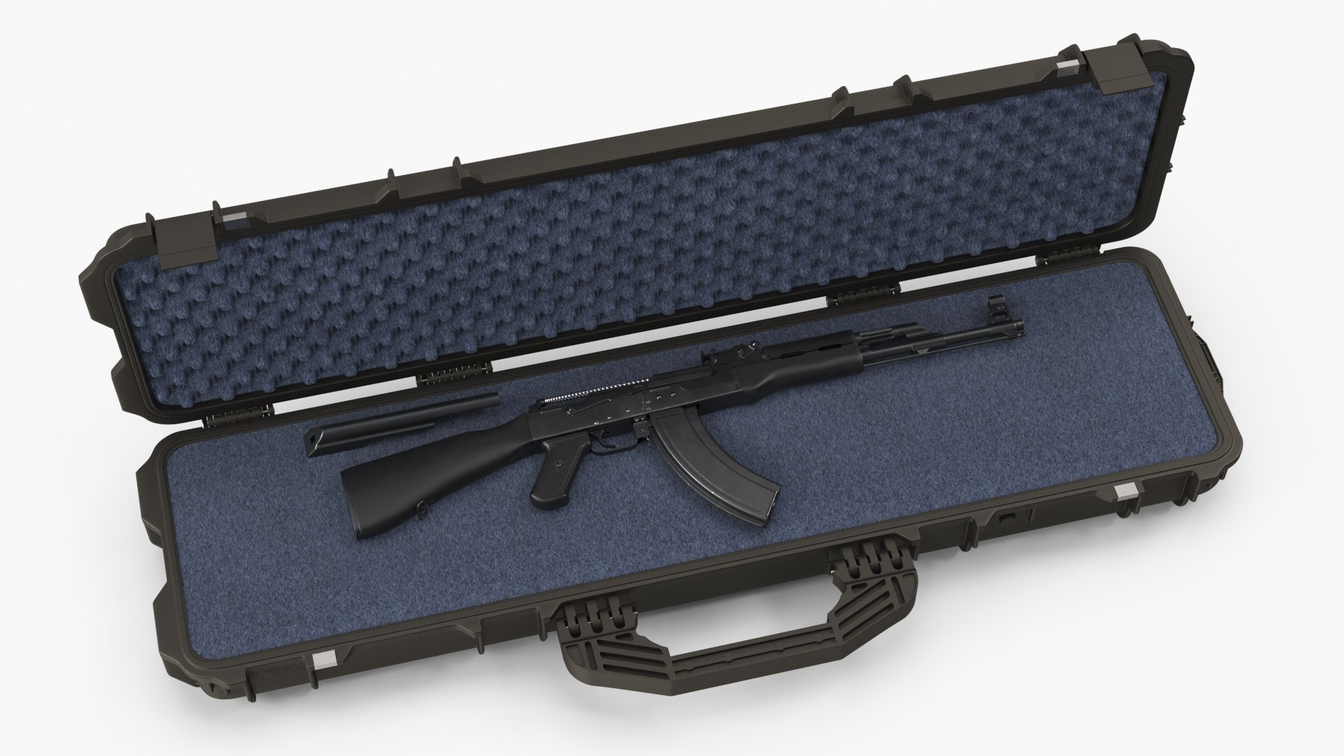 3D Assembled Black AK 47 In Open Hard Case - TurboSquid 2388697