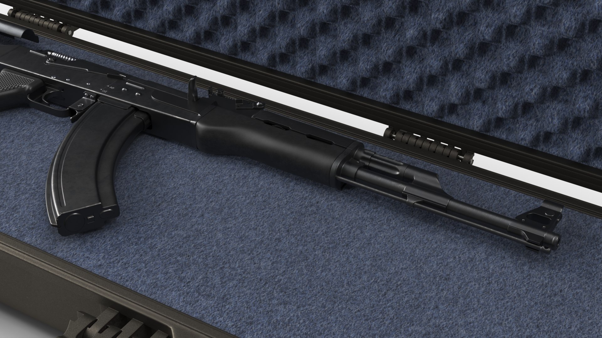 3D Assembled Black AK 47 In Open Hard Case - TurboSquid 2388697