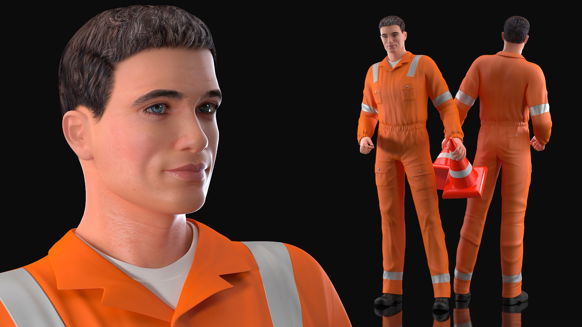 Road Worker Standing Pose 3D model preview
