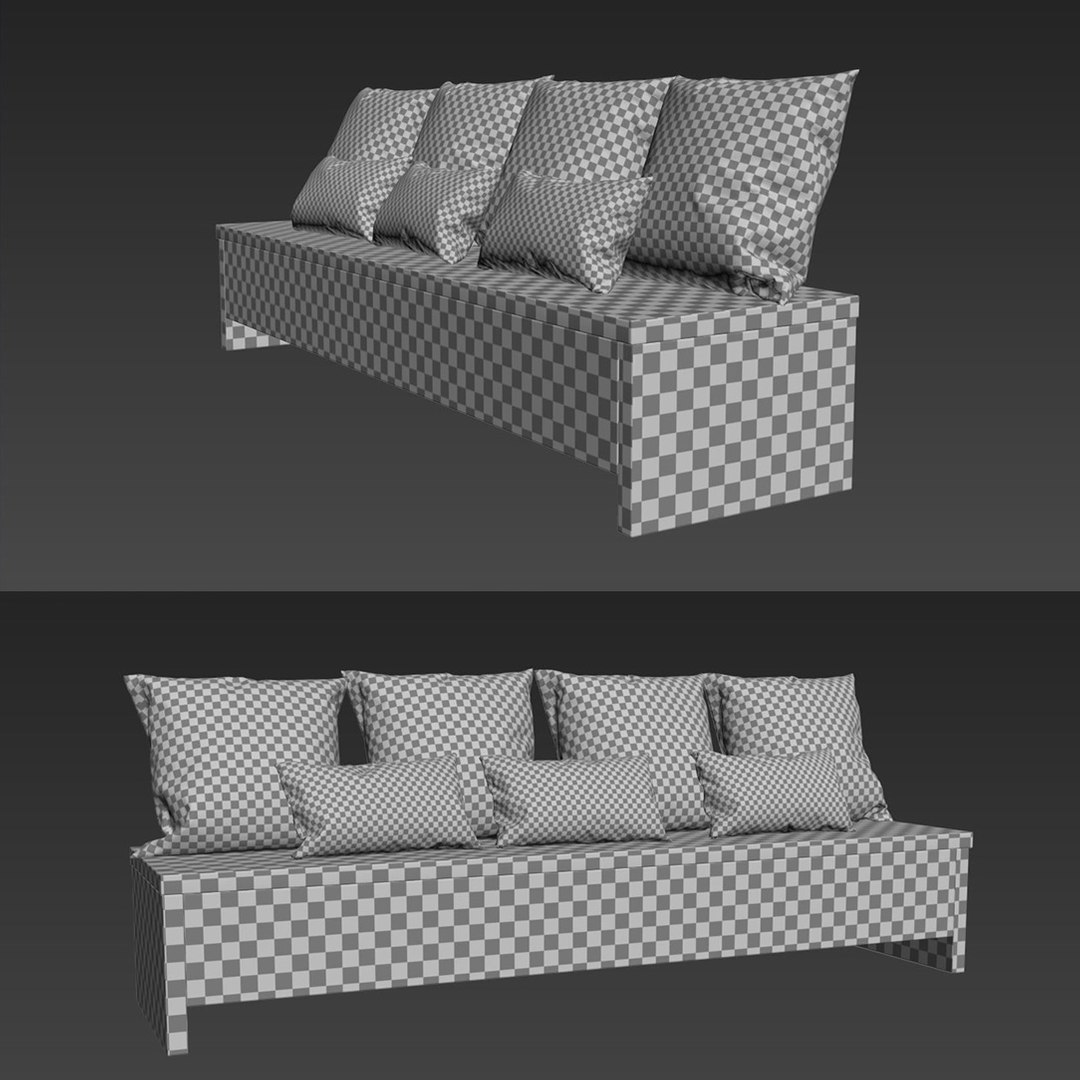 3D bench pillows model TurboSquid 1365267