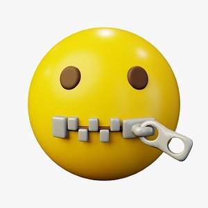 3D Zipper On The Mouth Emoticon Emoji or Smiley model