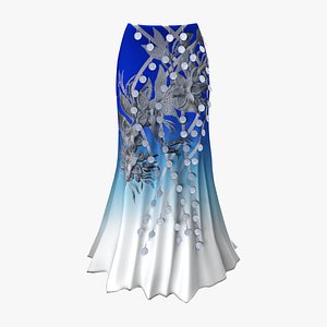 3D Traditional Asian Peacock Dancing Skirt model