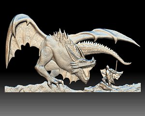 Dragon Knight 3d model bas-relief for CNC router printable