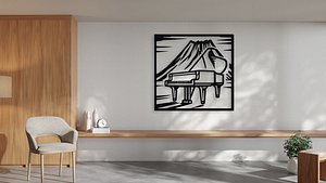Grand Piano Mount Fuji Japanese Wall Art Decor for CNC Laser Cut