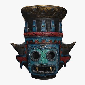 3D Tlaloc vessel - Aztec mythology model