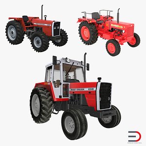 3d model vintage tractors modeled