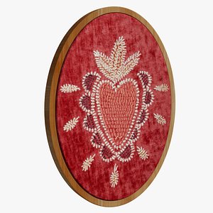 Red Velvet Wall Art with Embroidered Heart Design