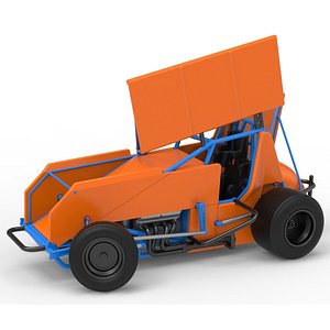 Winged Sprint car Version 2 while turning Scale 1 to 25 3D model