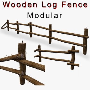 Wooden Log Fence low prop detail