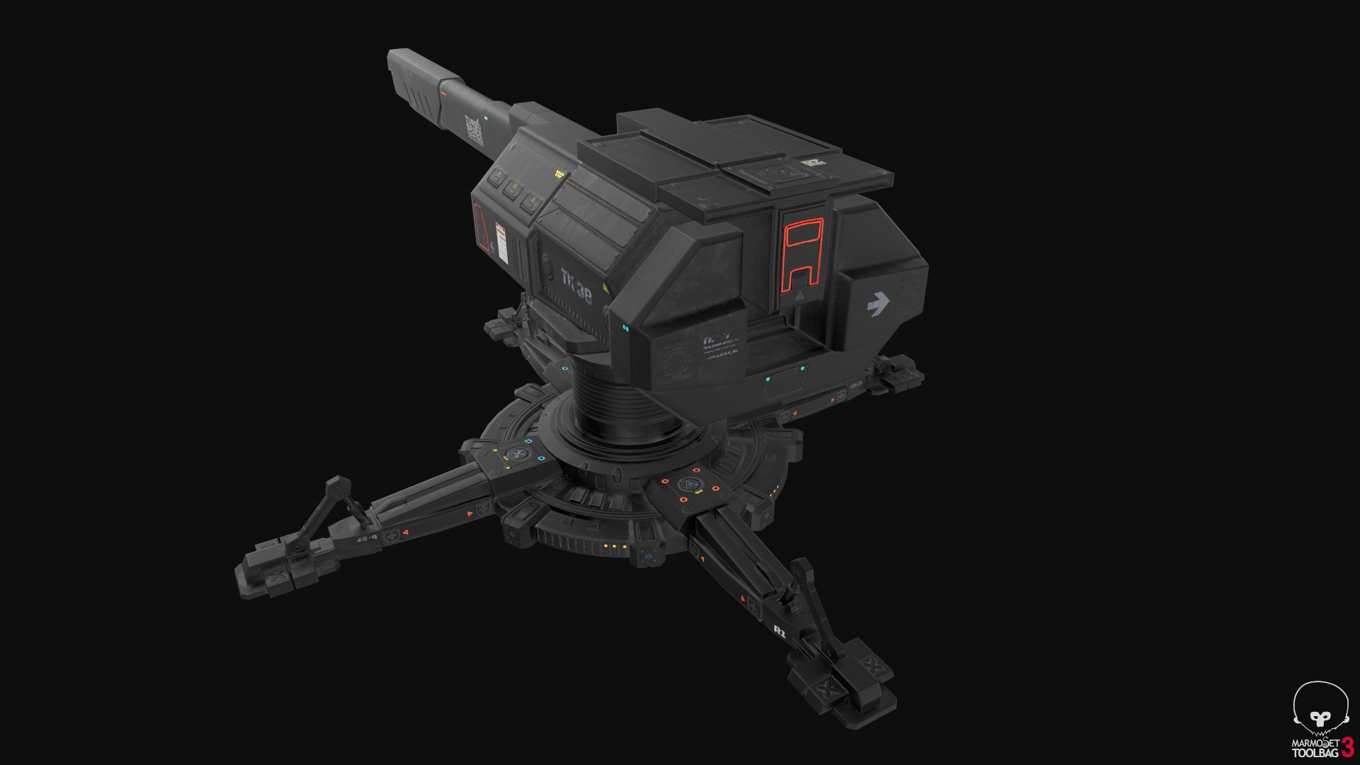 sci fi turret pbr 3D model https://p.turbosquid.com/ts-thumb/zC/4C3KDU/cQ6njClq/thumbs4/png/1545985756/1920x1080/fit_q87/4e3fc8520dac0e49ccfd8dffb3e4d3d09fe6f90c/thumbs4.jpg