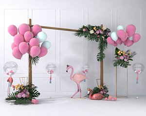 wedding balloon lobby flower wall 3D model