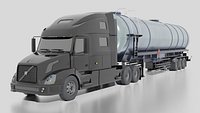 Volvo VNL 2014 and Trailer Low-poly
