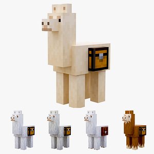 Minecraft Llama Rigged 5 skins 3D Model Game Ready 4K PBR