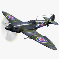 Supermarine Spitfire - Blender - Rigged and Texture Baked