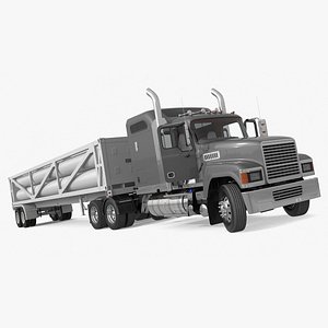 Freight Truck with LNG Semi Trailer Gas Tank Rigged for Cinema 4D model