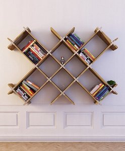 3d model bookcase 13 books